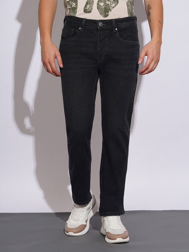 Black Krypton-Straight Fit Denims for Men by Being Human Clothing