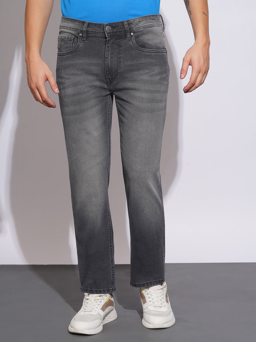 Light Grey Tone Straight Fit Jeans for Men by Being Human Clothing