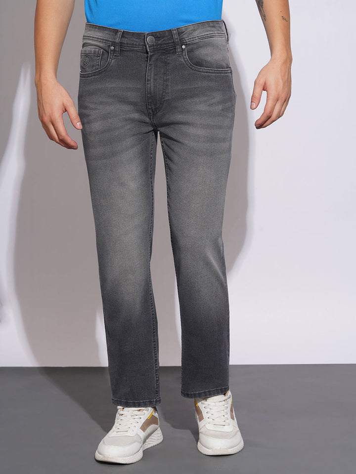 Grey Krypton-Straight Fit Denims for Men by Being Human Clothing