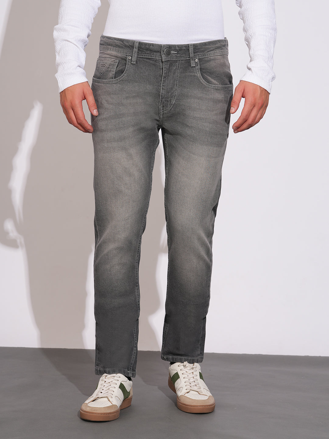 Light Grey Tone Slim Fit Denims for Men by Being Human Clothing