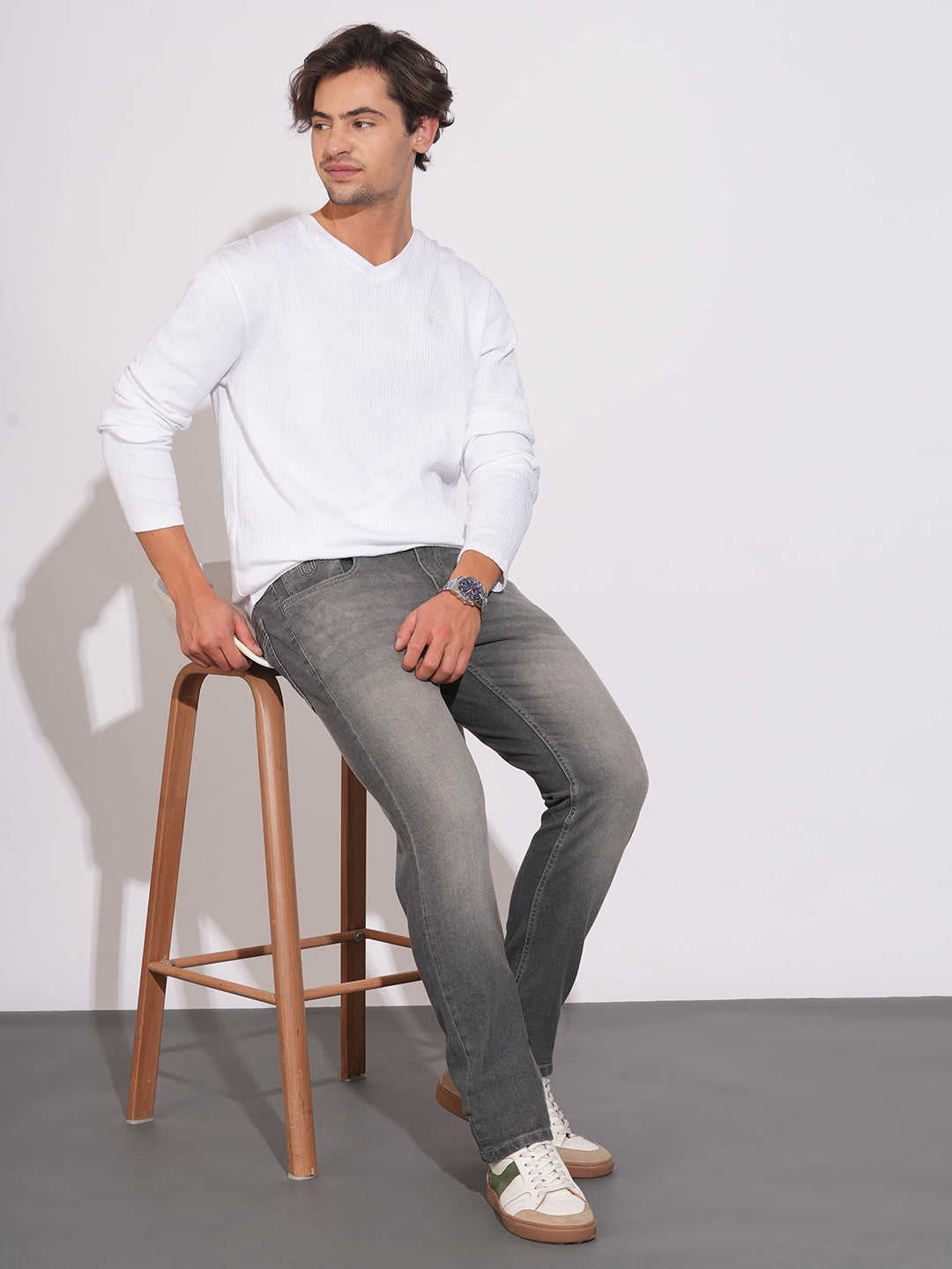 Light Grey Tone Slim Fit Denims for Men by Being Human Clothing