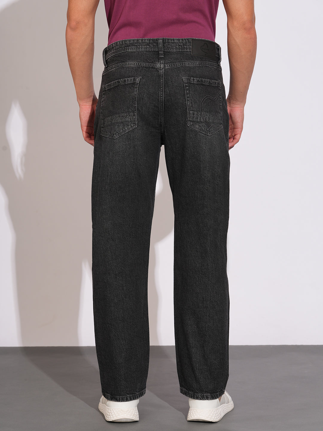 Carbon Black Anti Fit Denims for Men by Being Human Clothing