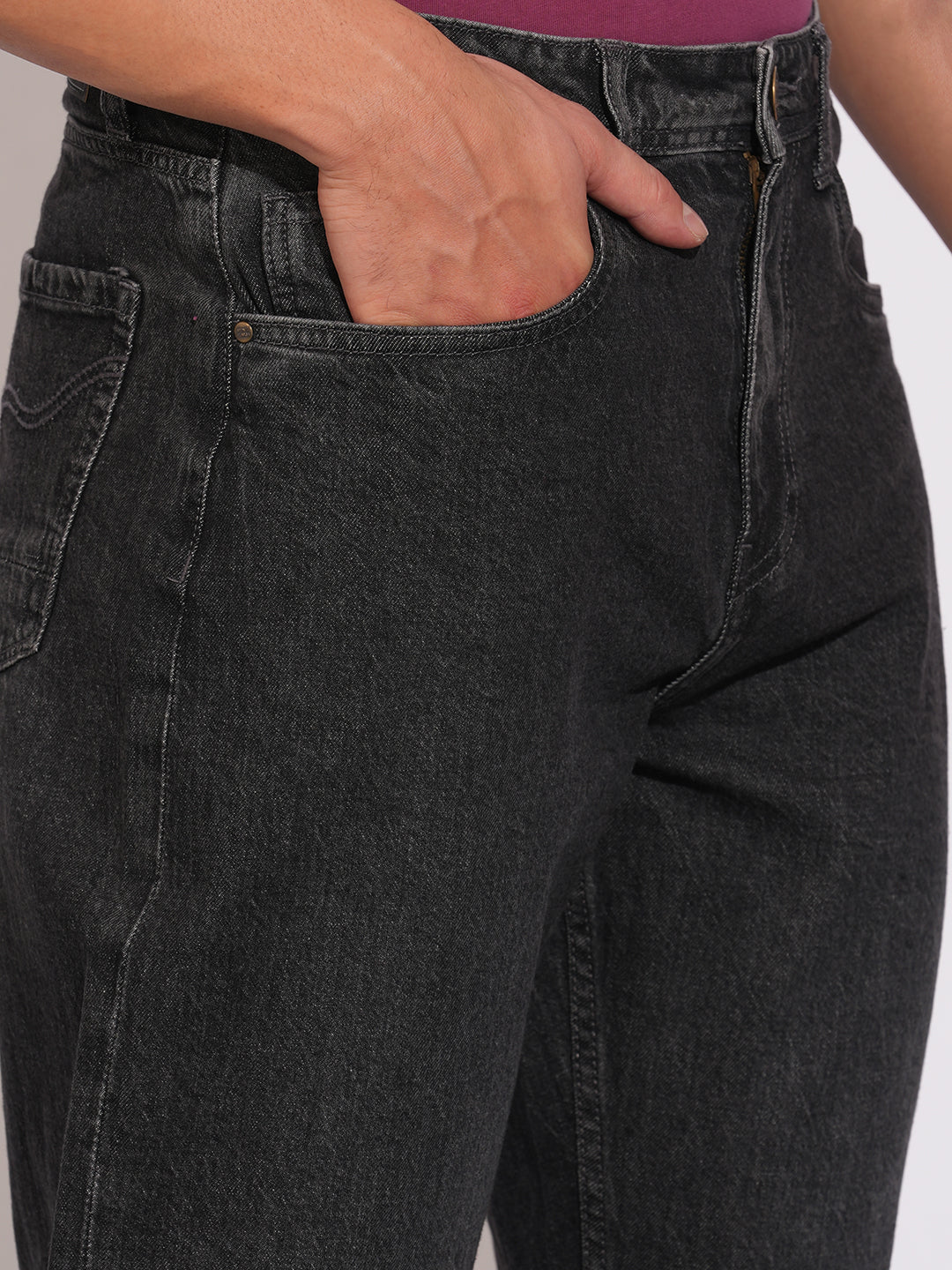 Carbon Black Anti Fit Denims for Men by Being Human Clothing