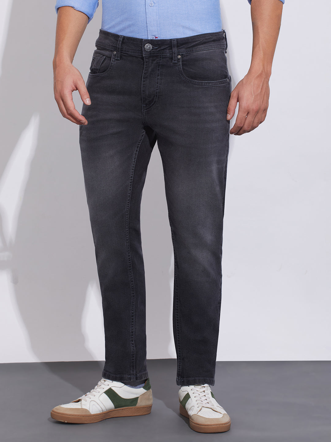 Black Tone Slim Fit Denims for Men by Being Human Clothing