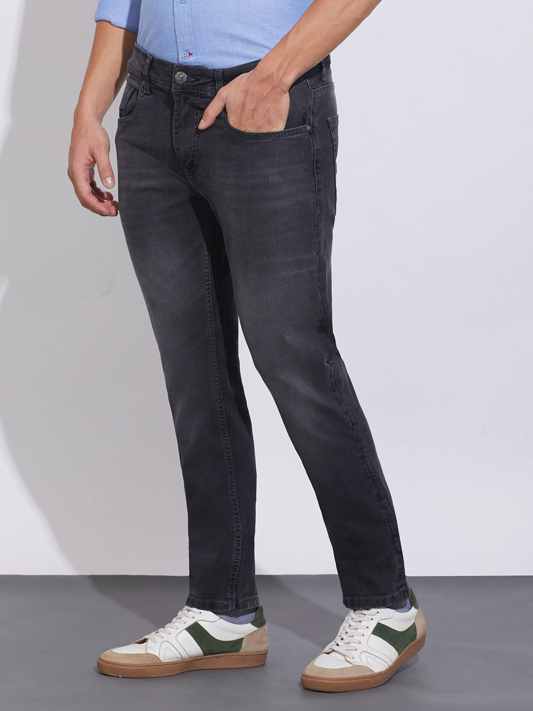 Black Tone Slim Fit Denims for Men by Being Human Clothing
