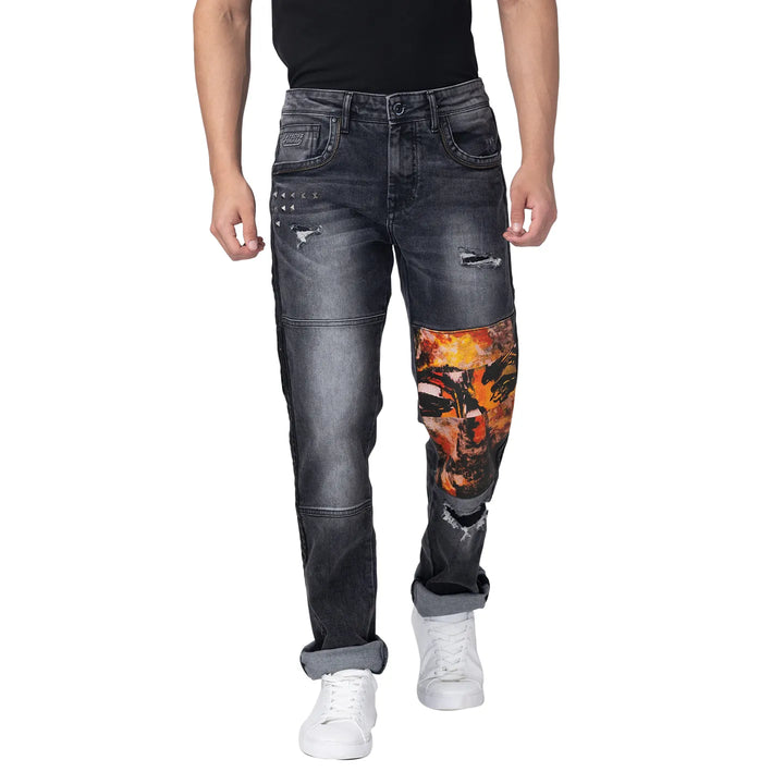Grey Slim Straight Fit Men's Denims