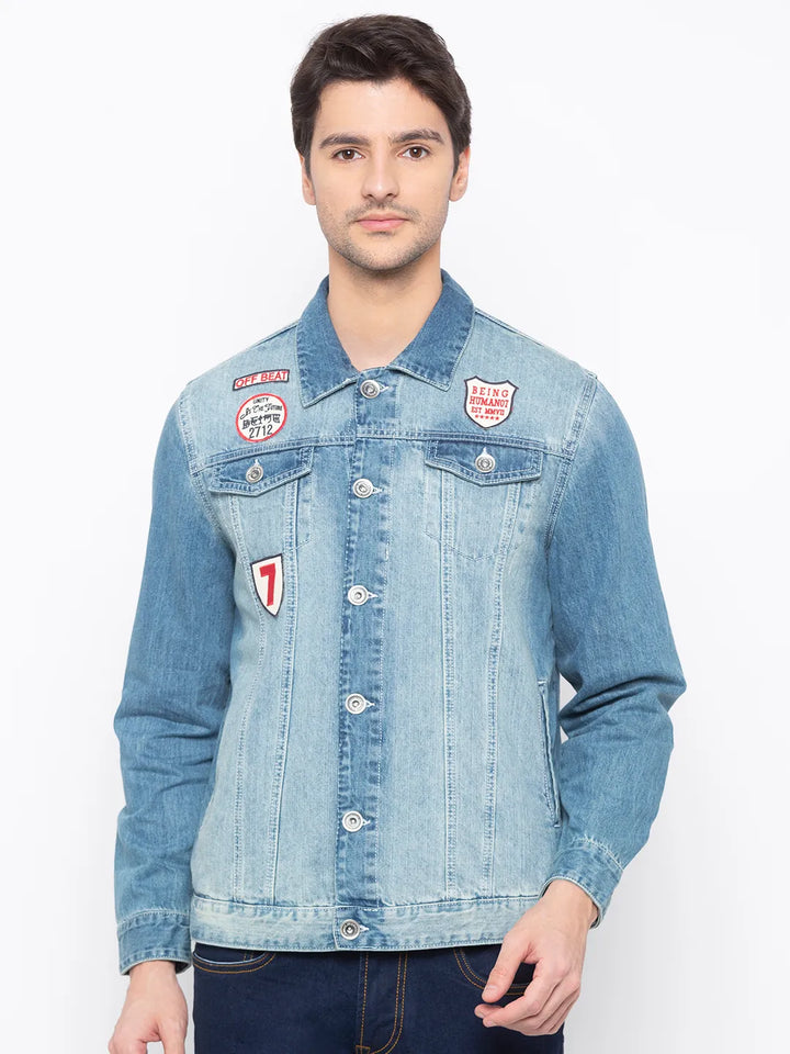 Blue Regular Fit Long Sleeves Men's Jacket