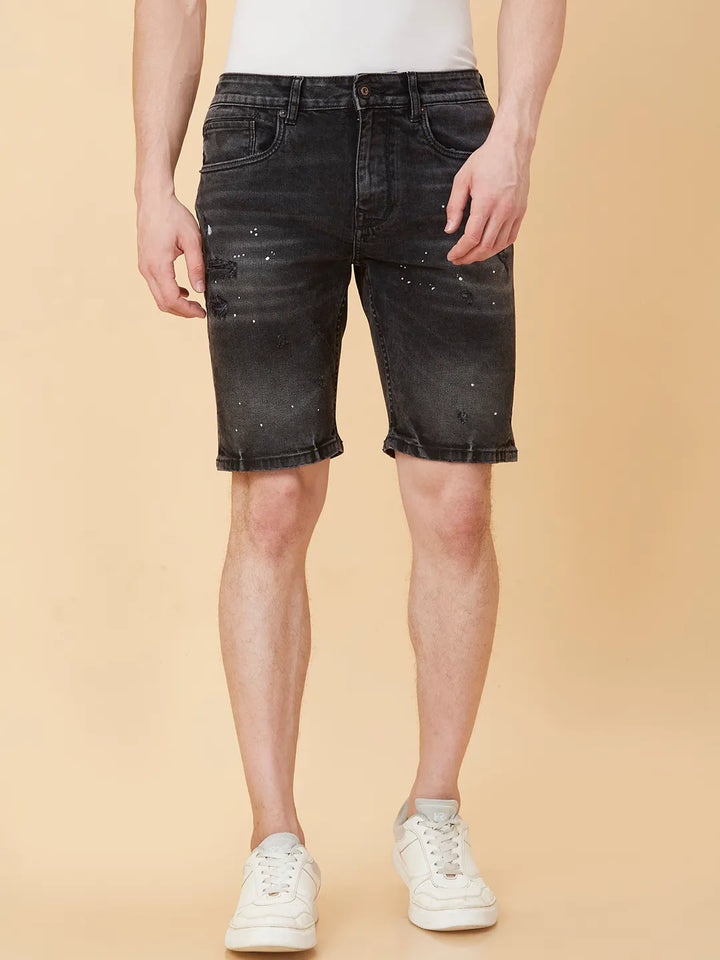 Black Regular Fit Shorts For Men By Being Human Clothing
