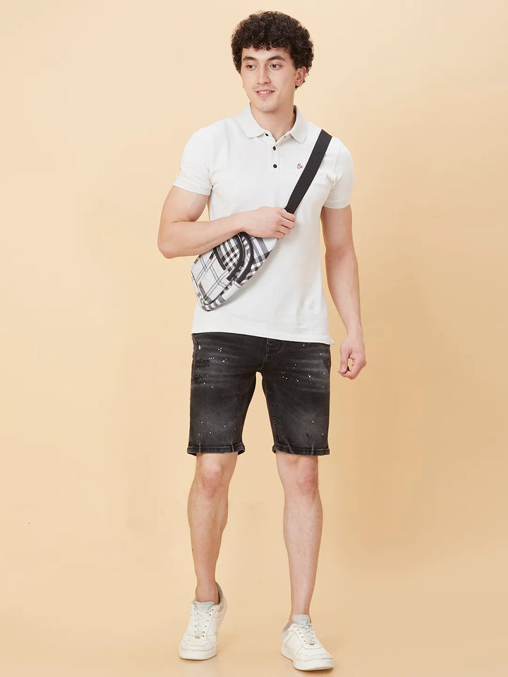 Black Regular Fit Shorts For Men