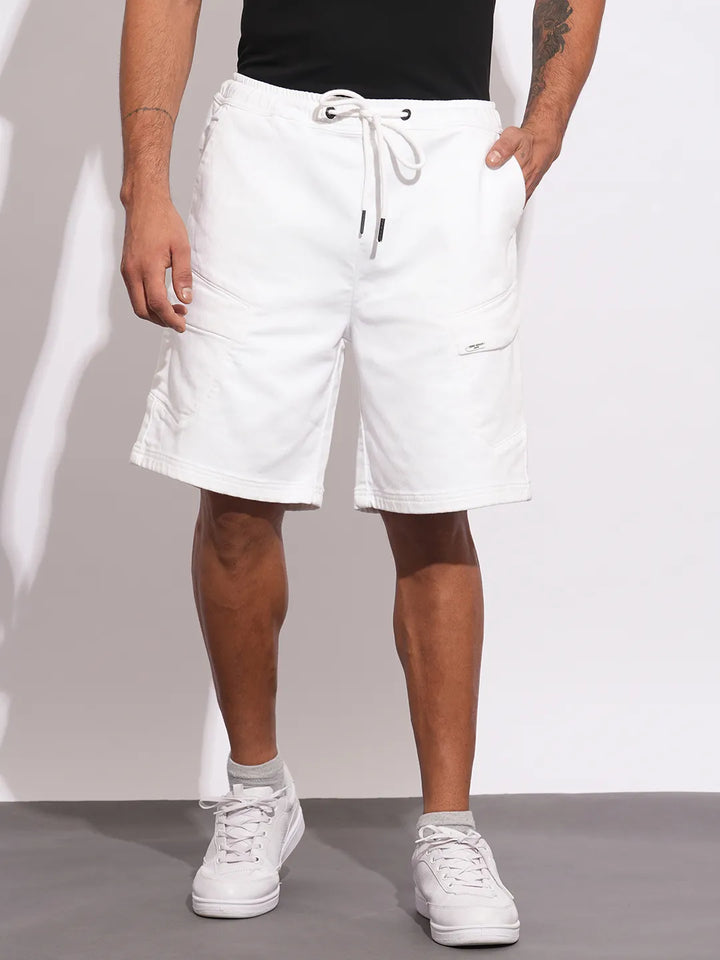 White Regular Fit Shorts For Men By Being Human Clothing