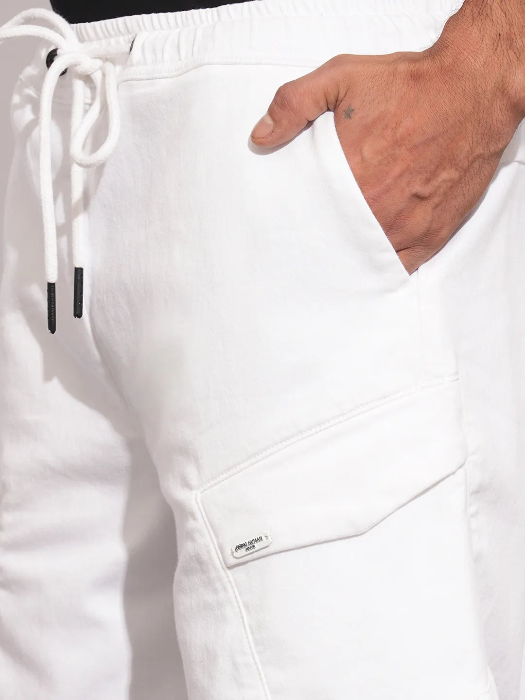 Being Human Clothing Mens-Bottom Shorts White