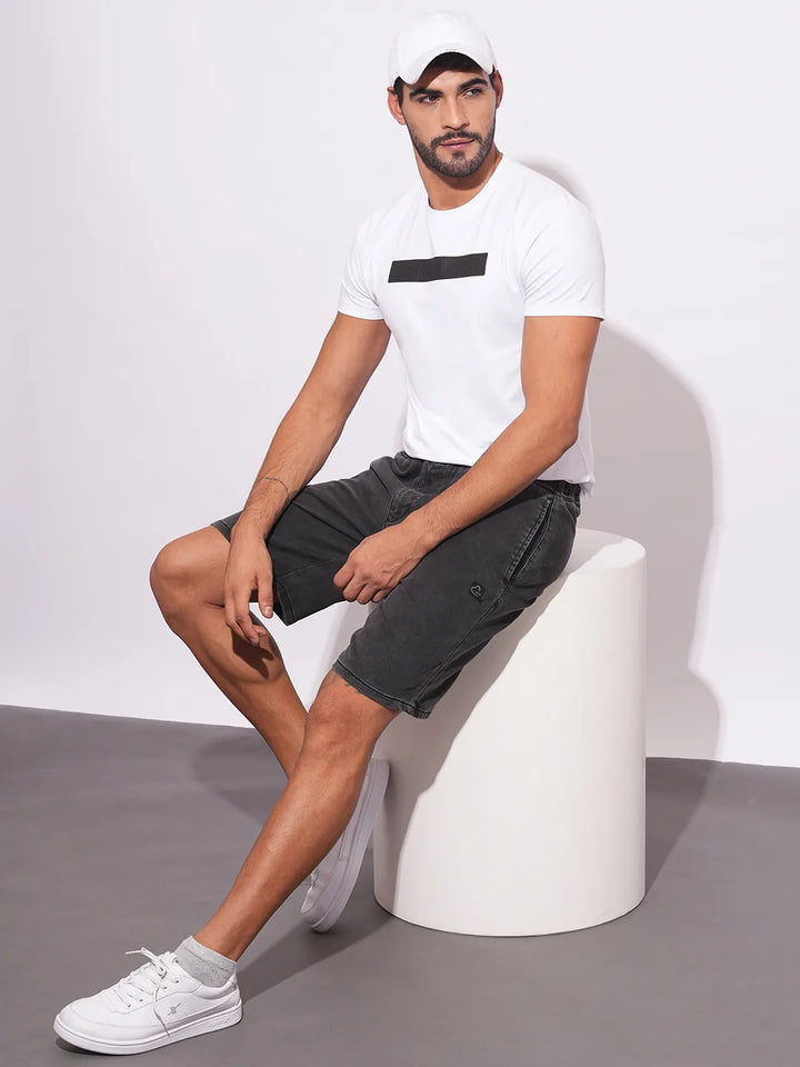 Grey Regular Fit Shorts For Men