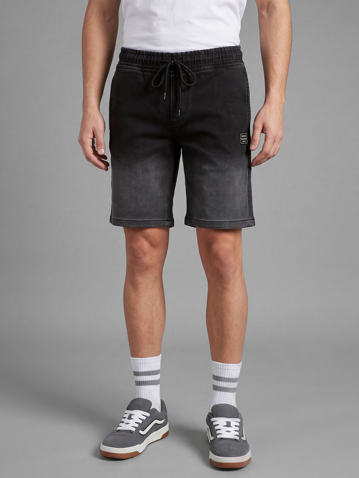 Black Shorts Fit Cotton Blend Mid Rise Men's Shorts by Being Human Clothing