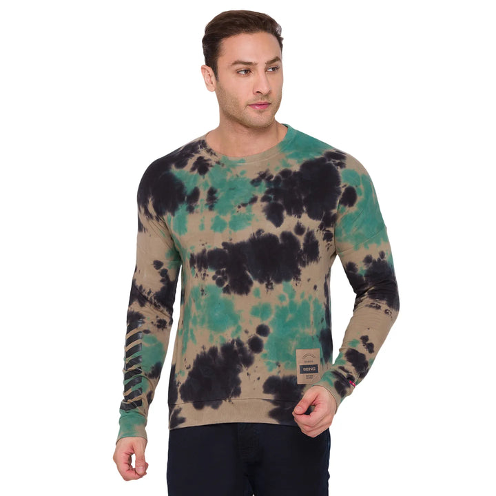 Brown Regular Fit Round Neck Long Sleeves Cotton Men's Sweatshirt