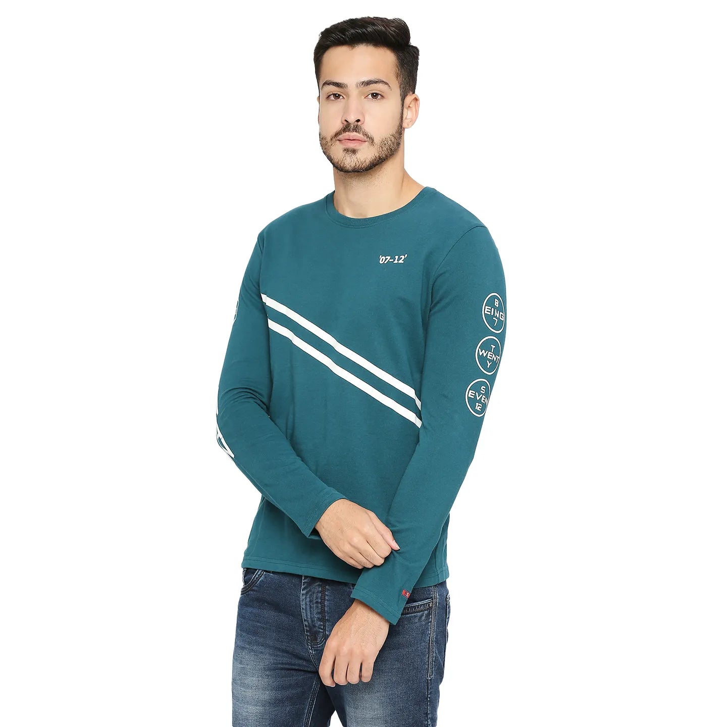 Green Regular Fit Round Neck Long Sleeves Cotton Men's Sweatshirt by Being Human Clothing