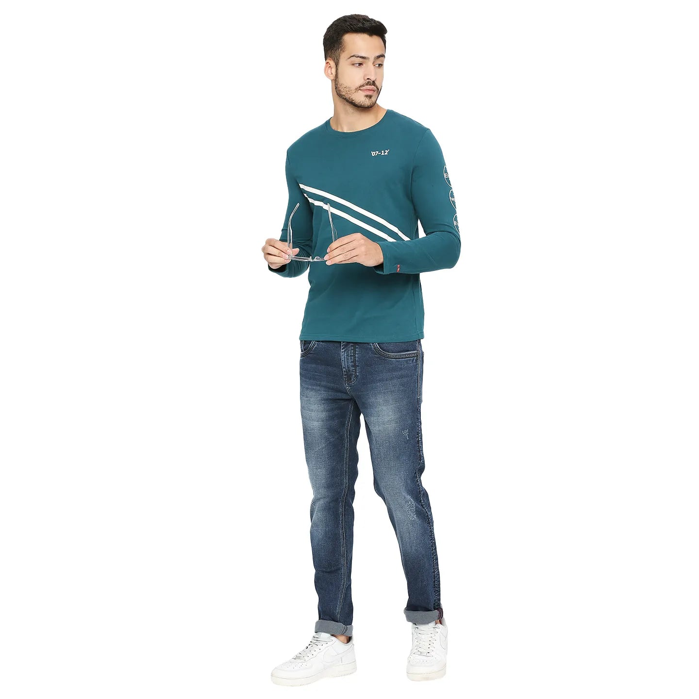 Green Regular Fit Round Neck Long Sleeves Cotton Men's Sweatshirt by Being Human Clothing
