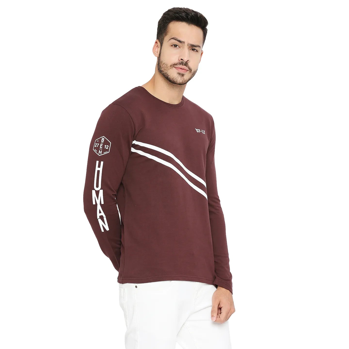 Red Regular Fit Round Neck Long Sleeves Cotton Men's Sweatshirt by Being Human Clothing