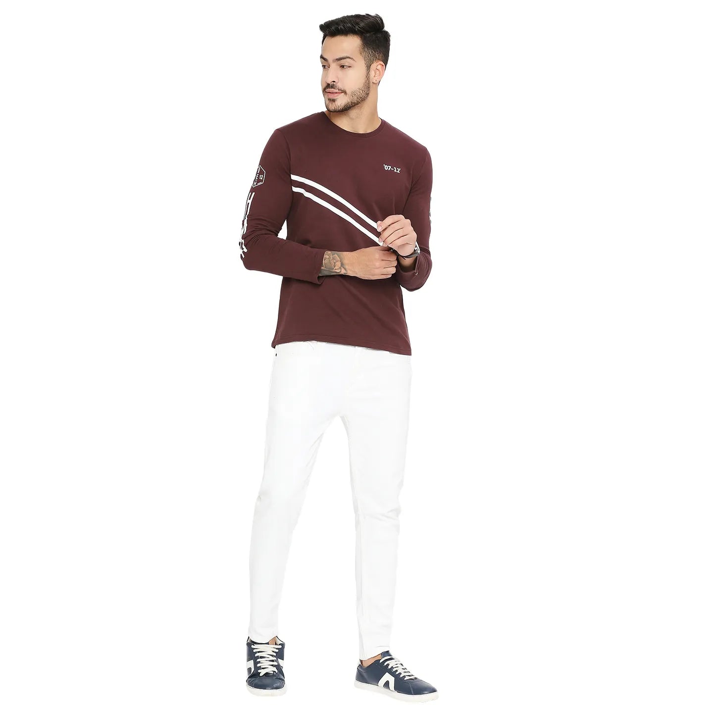 Red Regular Fit Round Neck Long Sleeves Cotton Men's Sweatshirt by Being Human Clothing