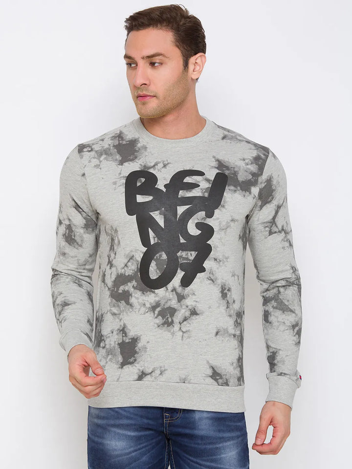 Grey Regular Fit Round Neck Long Sleeves Cotton Men's Sweatshirt
