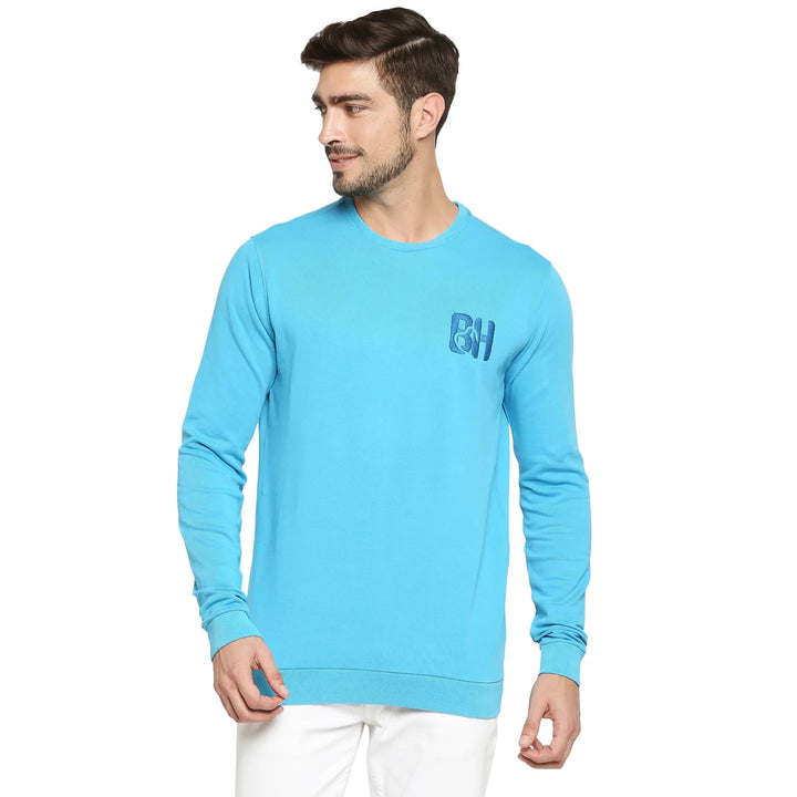 Blue Regular Fit Round Neck Men's Sweatshirt by Being Human Clothing