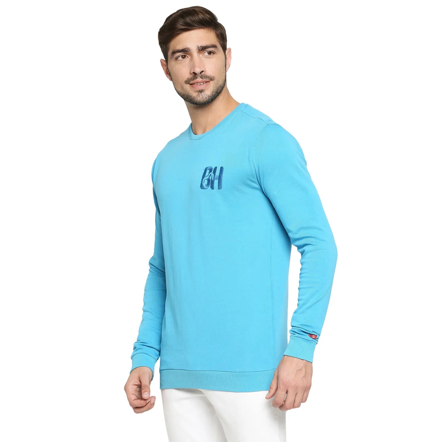 Being Human Clothing Men Regular Fit Crew Neck Sweatshirt-Scuba Blue