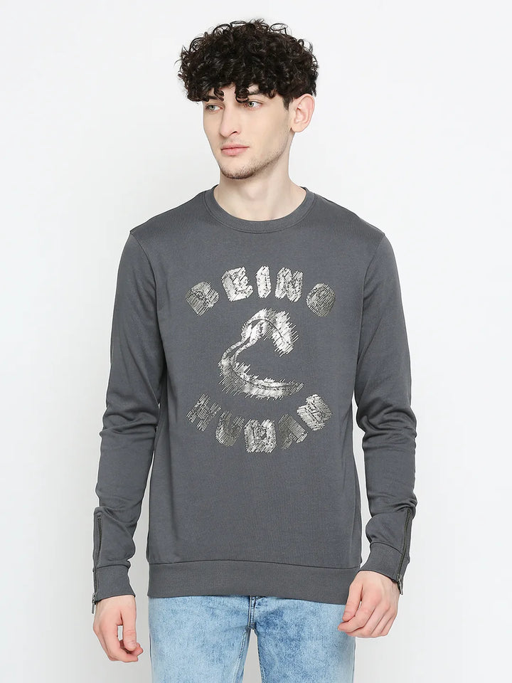 Grey Regular Fit Men's Sweatshirt