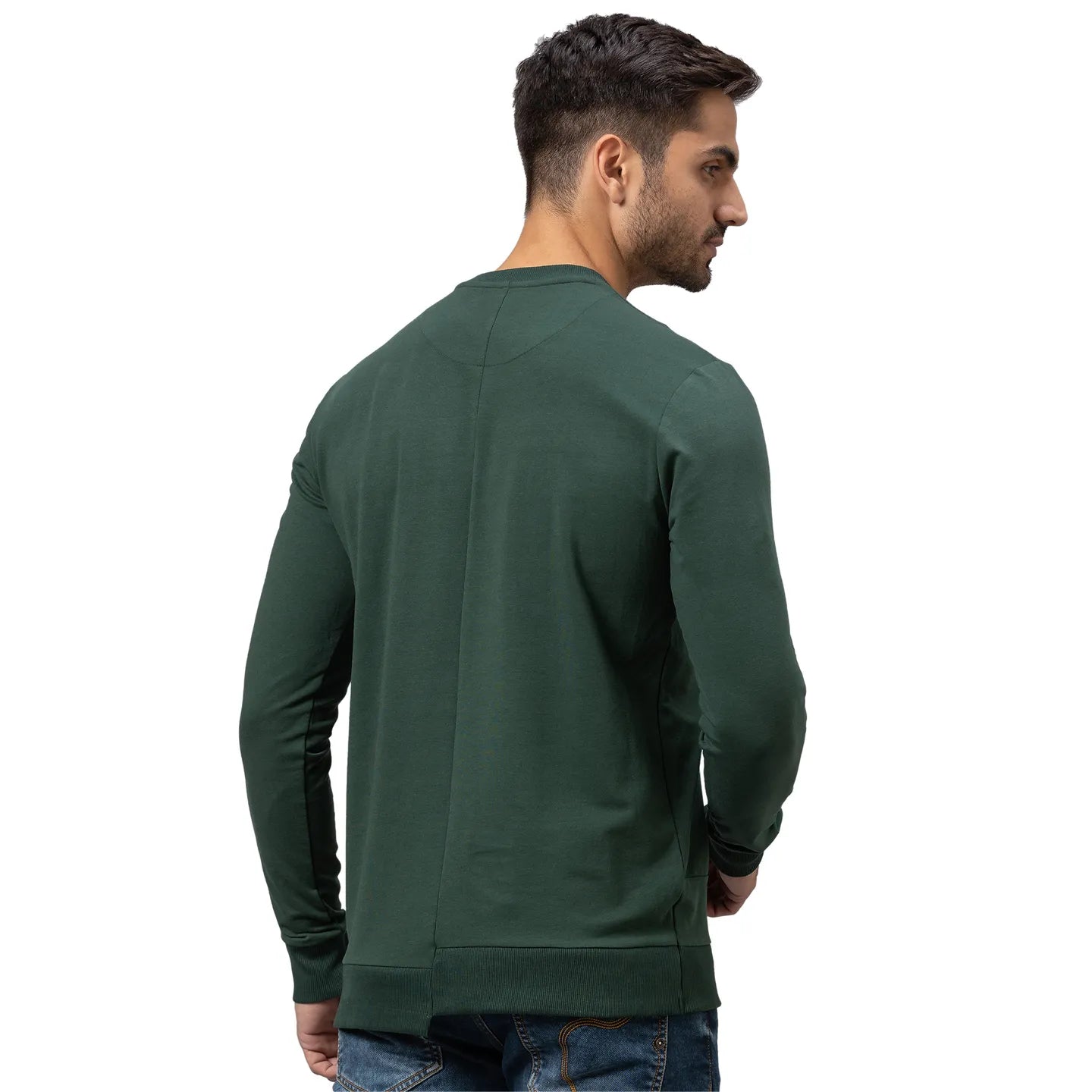 Being Human Clothing Men Regular Fit Crew Neck Sweatshirt-Forest Green