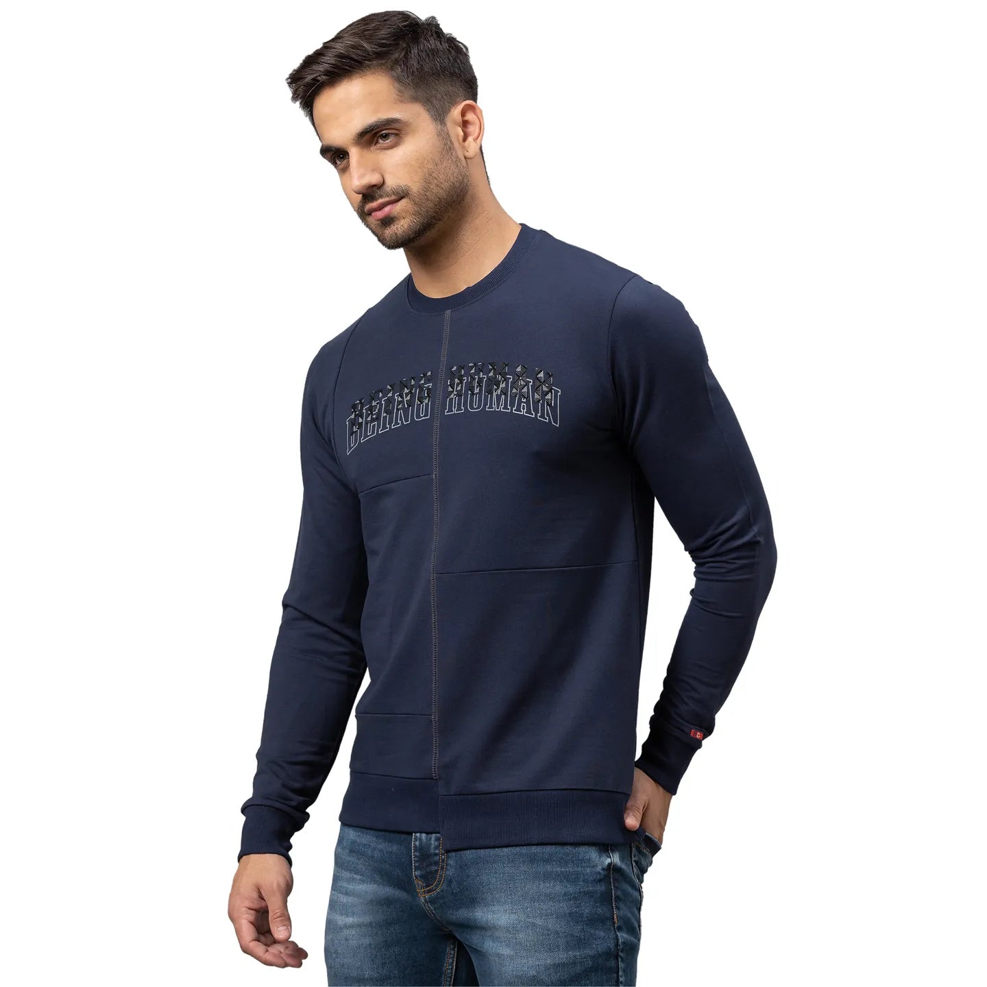 Being Human Clothing Men Regular Fit Crew Neck Sweatshirt-Navy