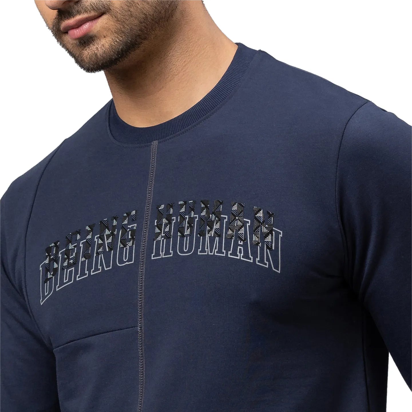 Being Human Clothing Men Regular Fit Crew Neck Sweatshirt-Navy