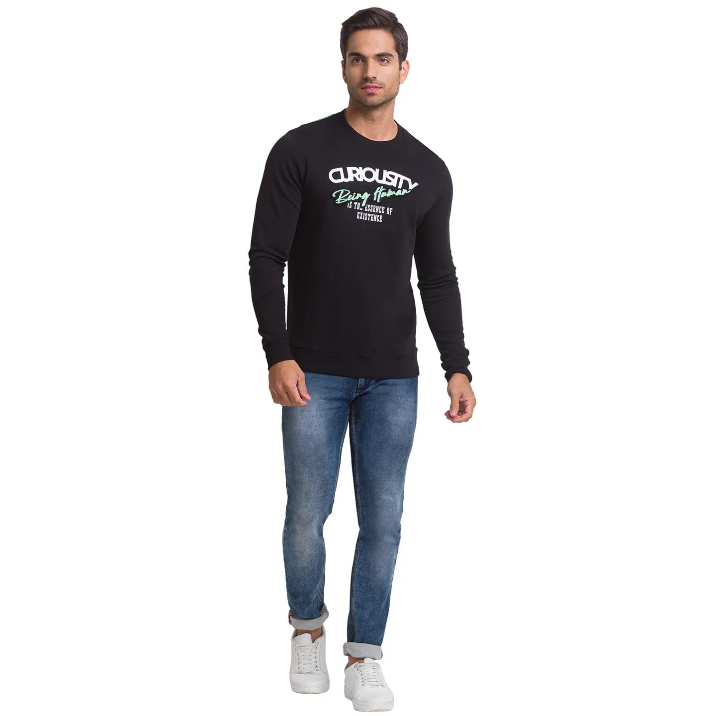Being Human Clothing Men Regular Fit Crew Neck Sweatshirt-Black