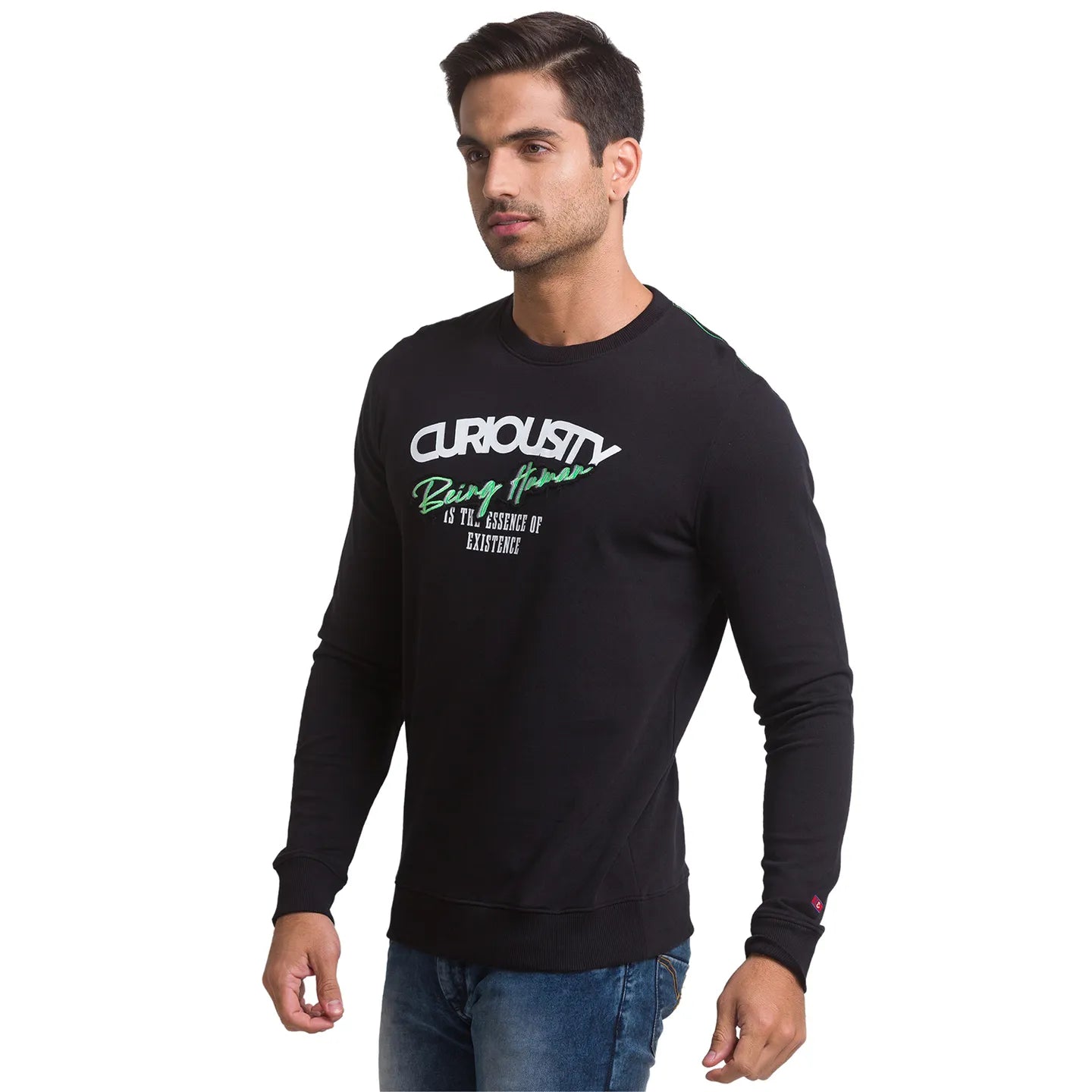 Being Human Clothing Men Regular Fit Crew Neck Sweatshirt-Black