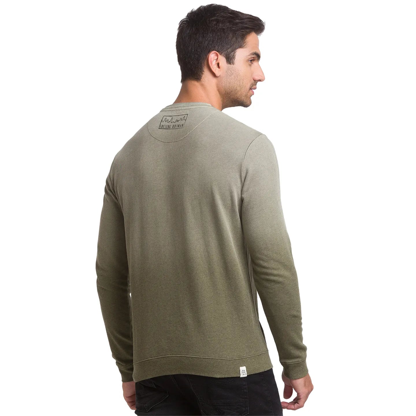 Being Human Clothing Men Regular Fit Crew Neck Sweatshirt-Olive Melange