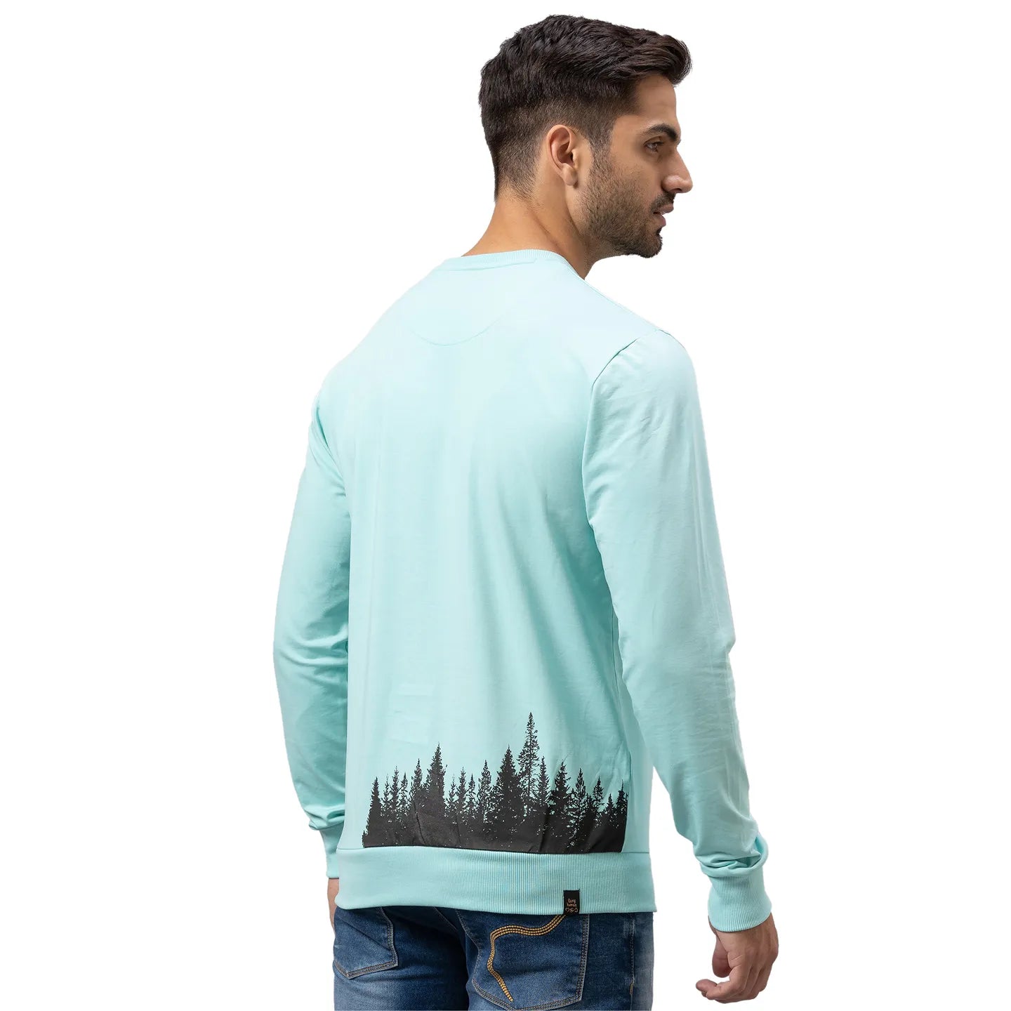 Being Human Clothing Men Regular Fit Crew Neck Sweatshirt-Aqua Green