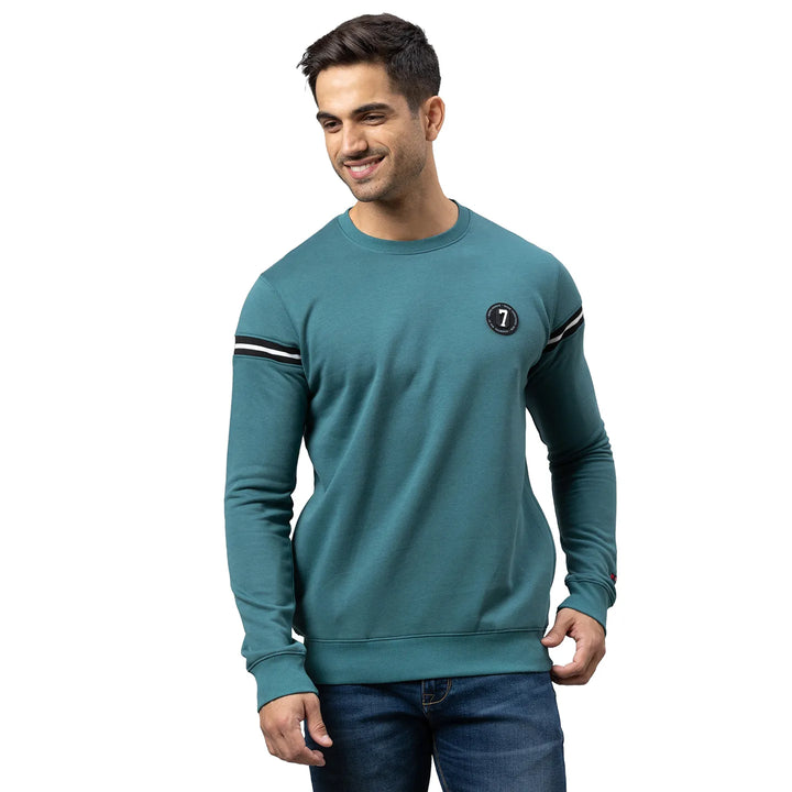 Blue Regular Fit Round Neck Long Sleeves Cotton Men's Sweatshirt by Being Human Clothing