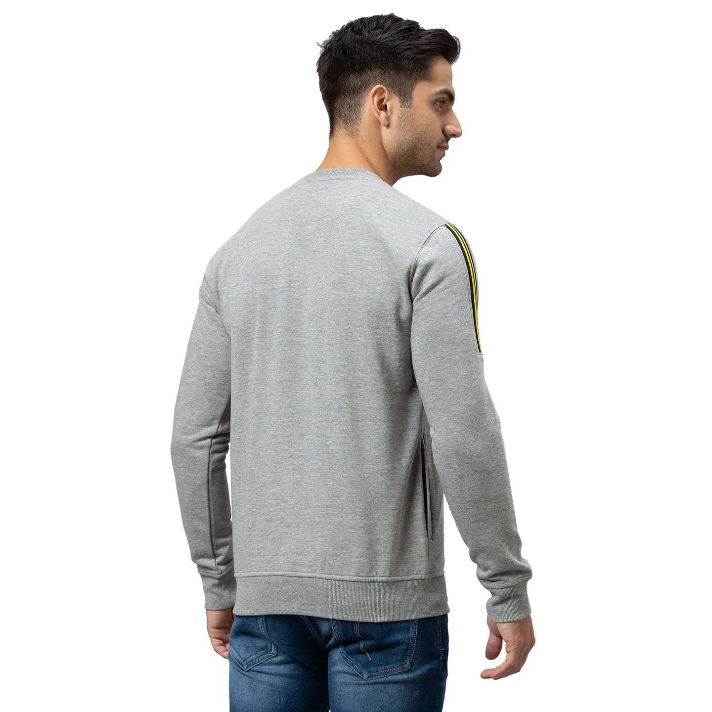 Being Human Clothing Men Regular Fit Crew Neck Sweatshirt-Grey Melange