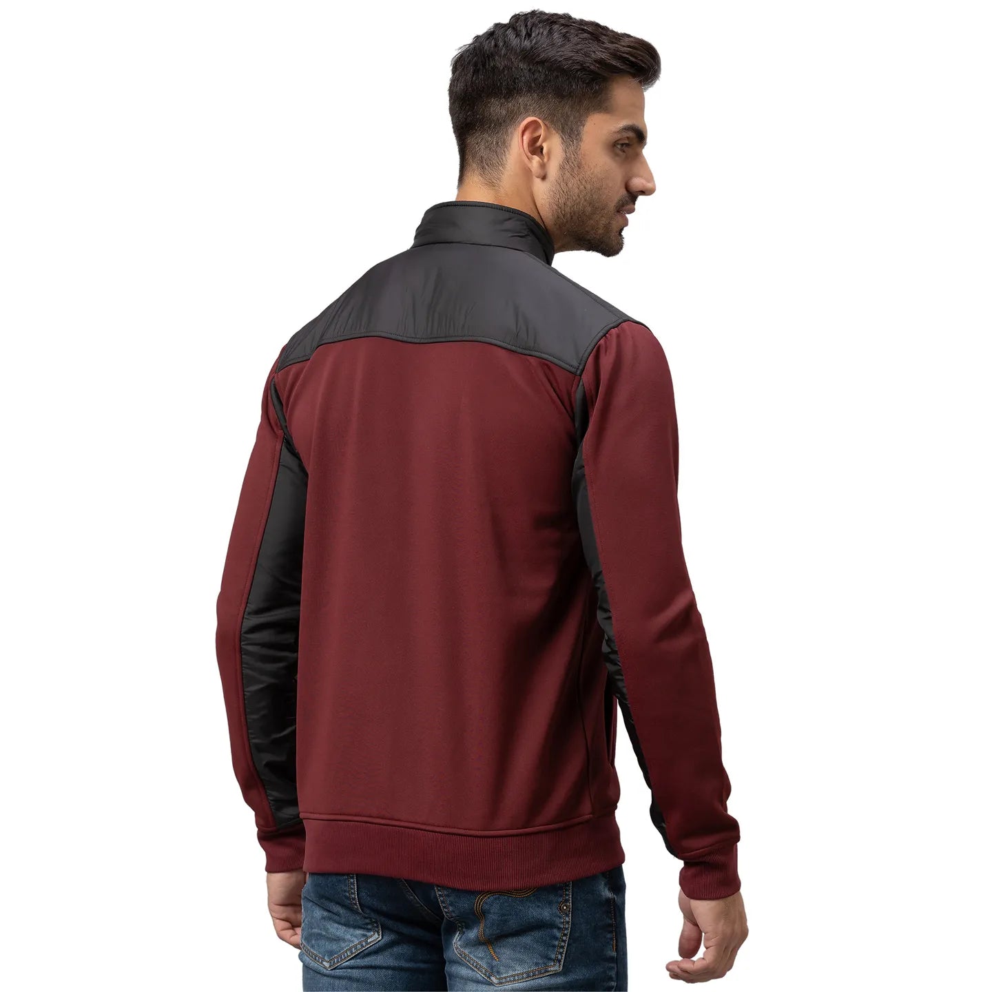 Being Human Clothing Men Regular Fit Crew Neck Sweatshirt-Burgundy/Black