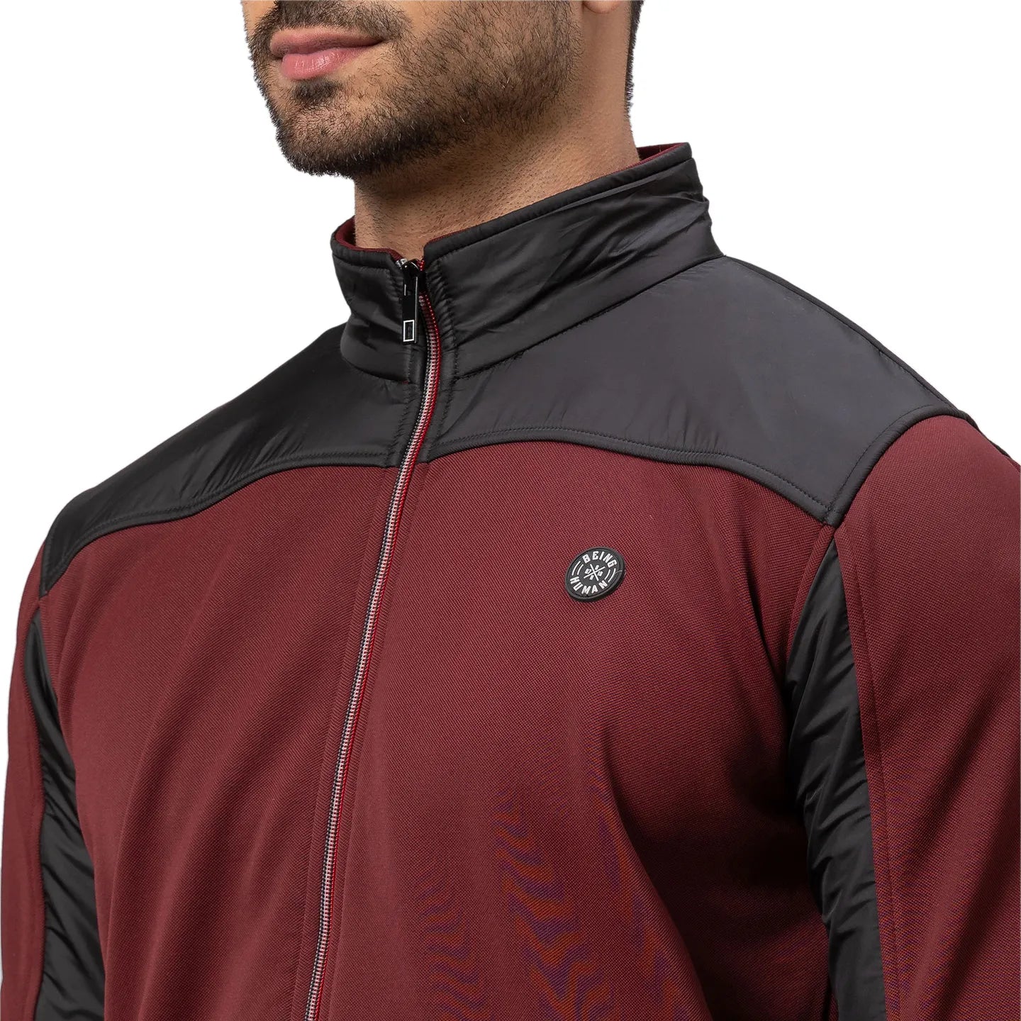 Being Human Clothing Men Regular Fit Crew Neck Sweatshirt-Burgundy/Black