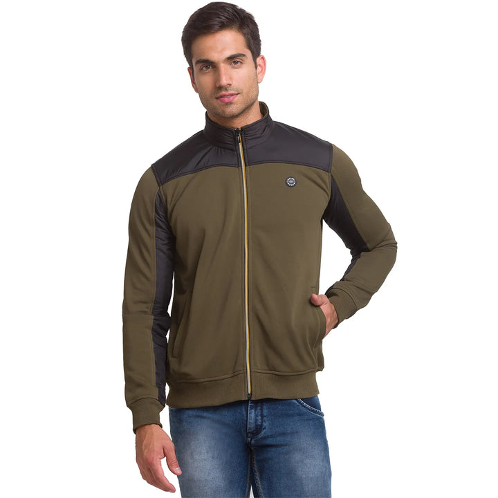 Olive Regular Fit Round Neck Long Sleeves Cotton Men's Sweatshirt by Being Human Clothing