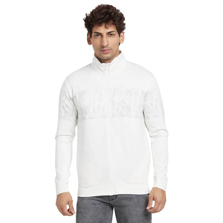 White Regular Fit Round Neck Long Sleeves Men's Sweatshirt by Being Human Clothing