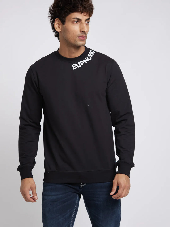 Black Regular Fit Round Neck Men's Sweatshirt by Being Human Clothing