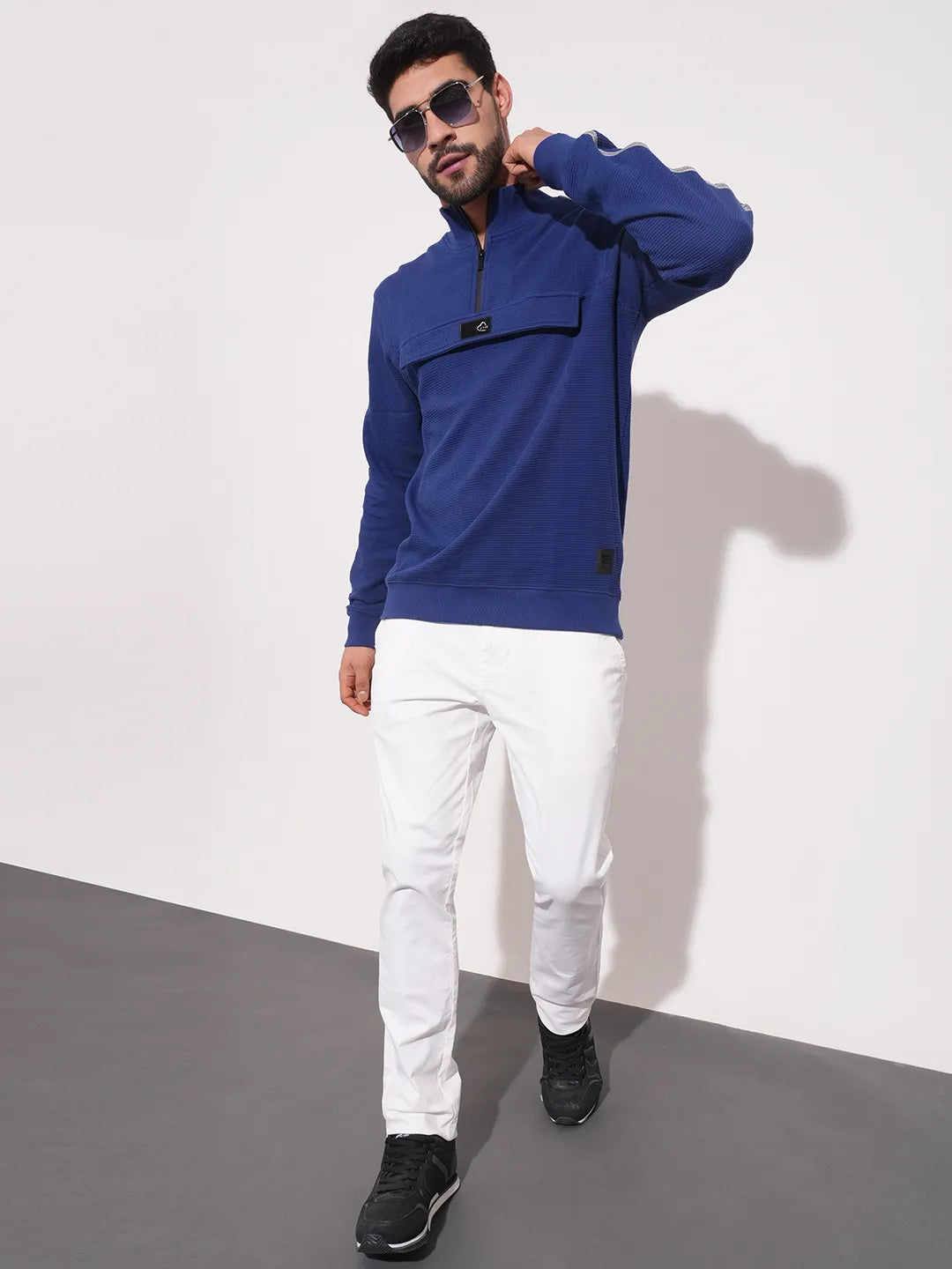 Blue Regular Fit Round Neck Long Sleeves Men's Sweatshirt by Being Human Clothing