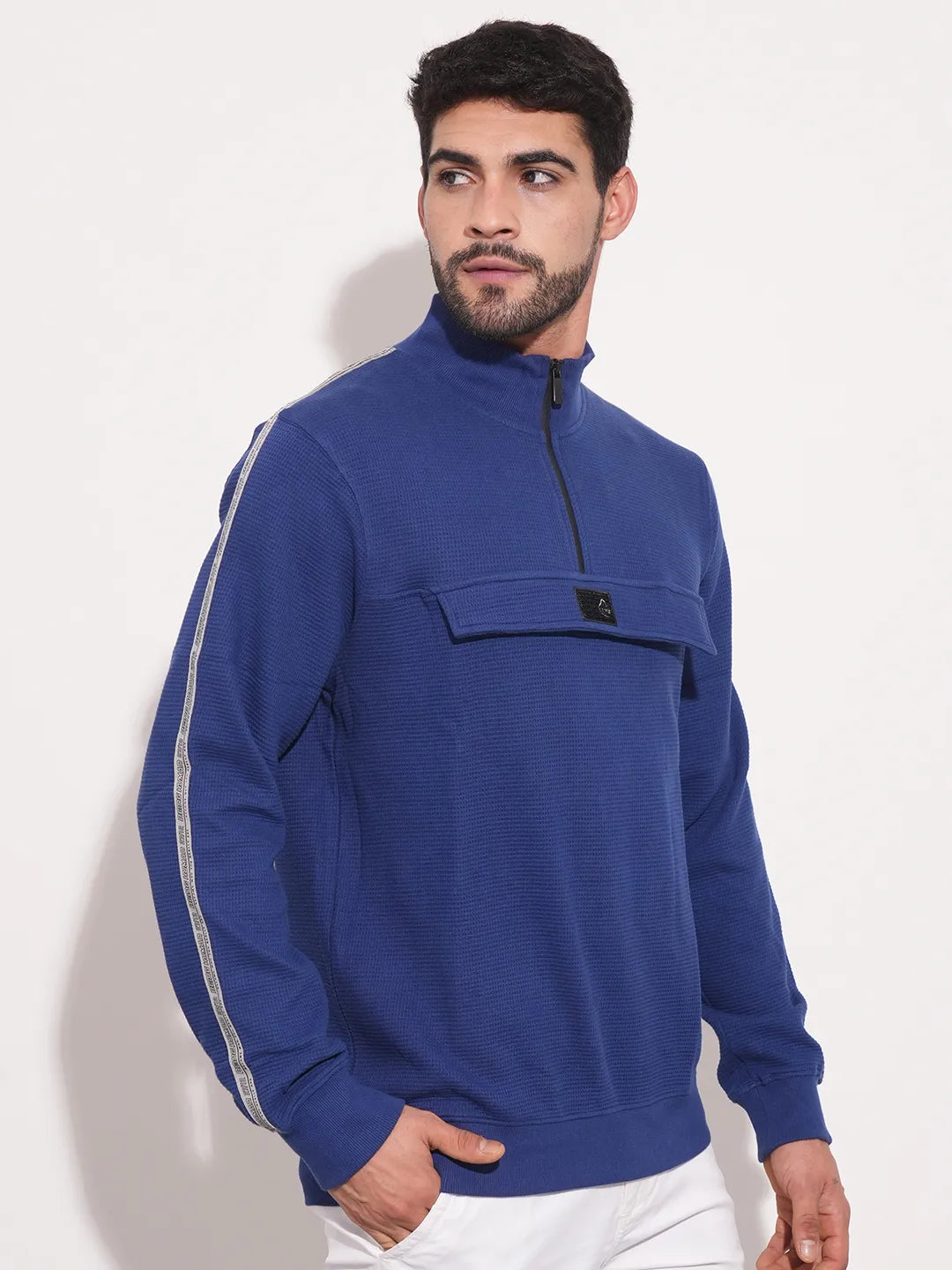 Blue Regular Fit Round Neck Long Sleeves Men's Sweatshirt by Being Human Clothing