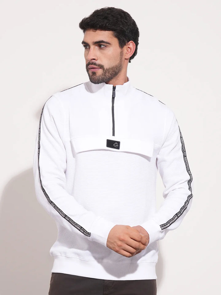 White Regular Fit Round Neck Long Sleeves Men's Sweatshirt by Being Human Clothing