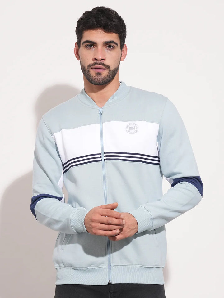 Blue Regular Fit Round Neck Long Sleeves Men's Sweatshirt