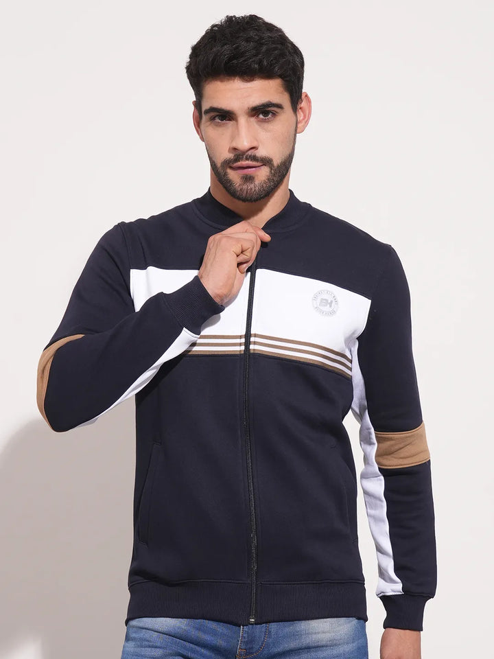 Blue Regular Fit Round Neck Long Sleeves Men's Sweatshirt