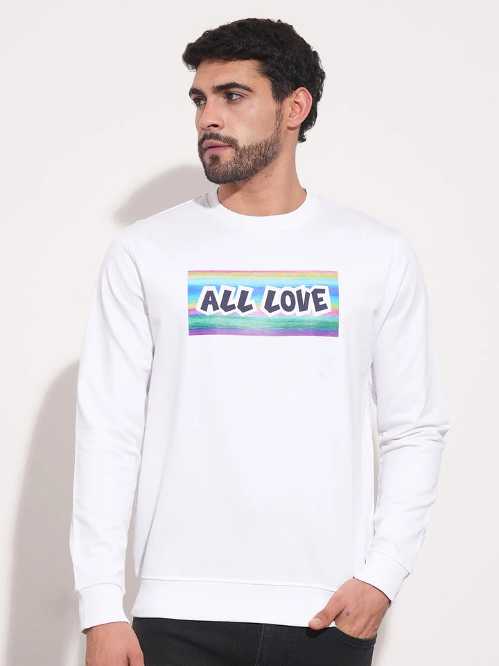 White Regular Fit Round Neck Men's Sweatshirt by Being Human Clothing