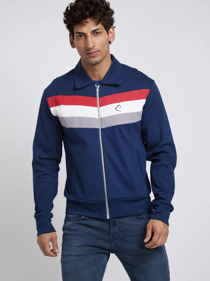 Blue Regular Fit Round Neck Long Sleeves Men's Sweatshirt