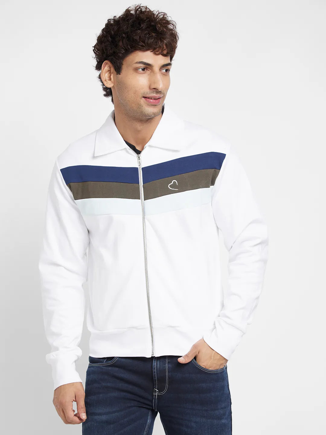 White Regular Fit Round Neck Long Sleeves Men's Sweatshirt by Being Human Clothing