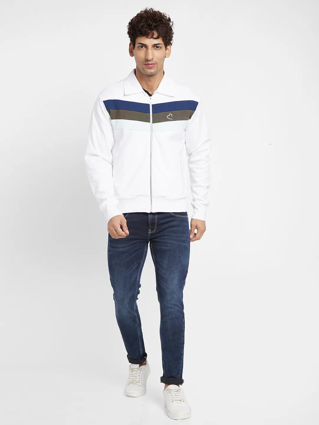 White Regular Fit Round Neck Long Sleeves Men's Sweatshirt by Being Human Clothing