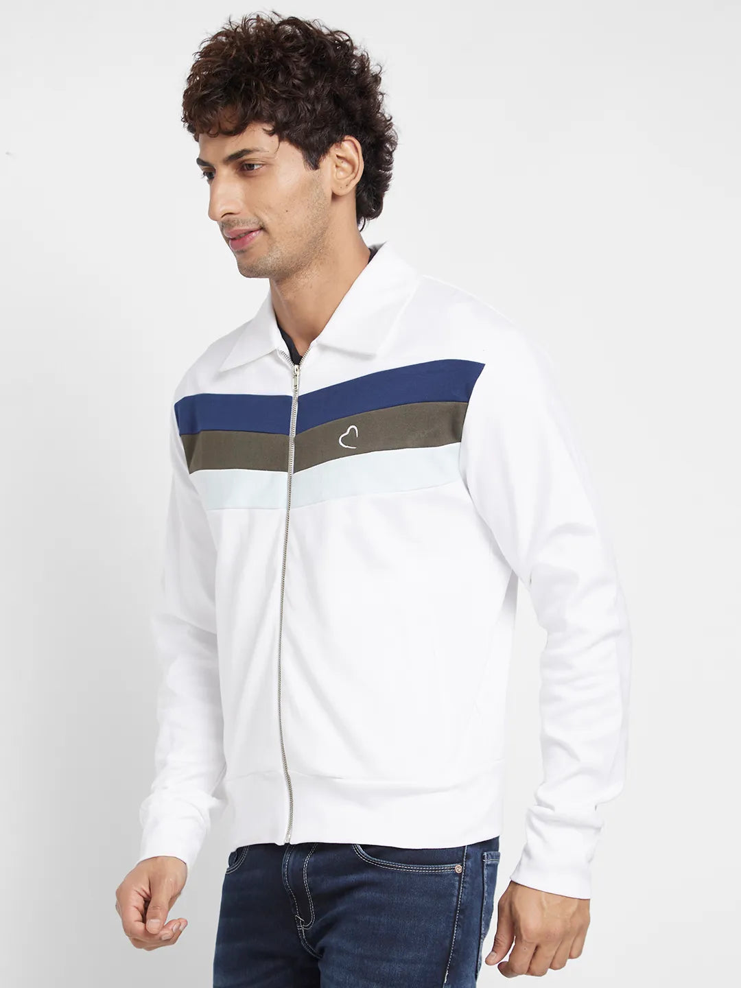 White Regular Fit Round Neck Long Sleeves Men's Sweatshirt by Being Human Clothing